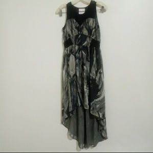 Romeo & Juliet Grey Black Printed Hi-Lo Dress S